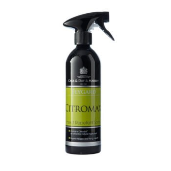 Um frasco de spray preto com o rótulo 