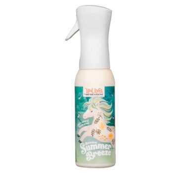 Um frasco de spray branco com o rótulo